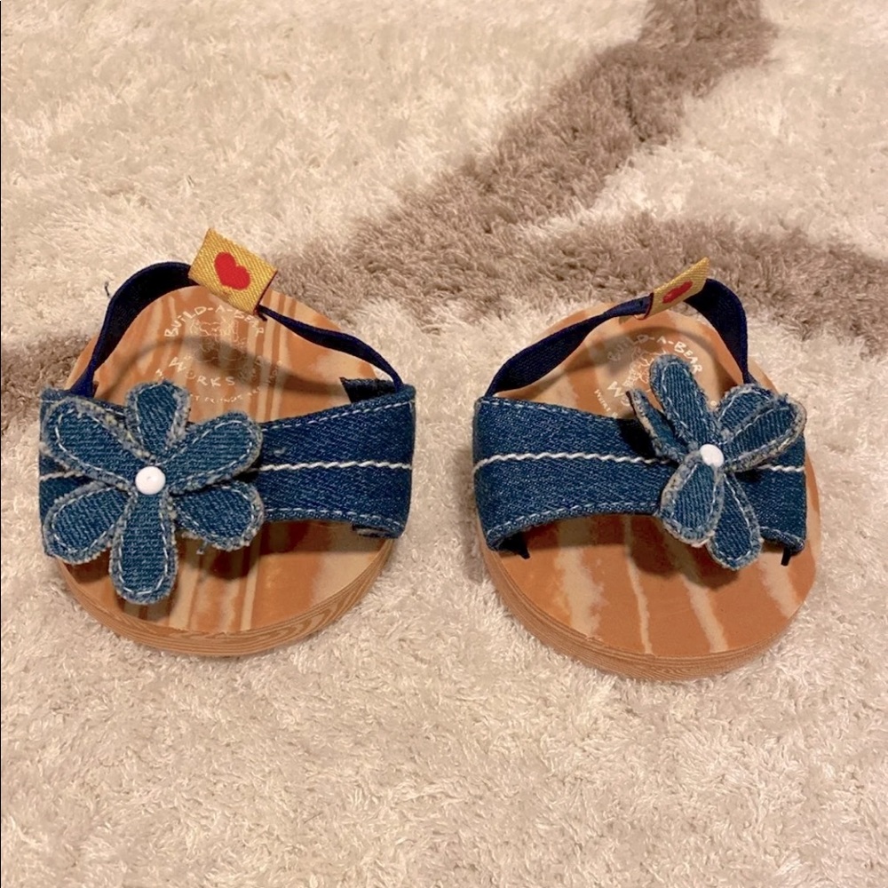 SOLD!!    BUILD-A-BEAR Flower Jean Sandals
